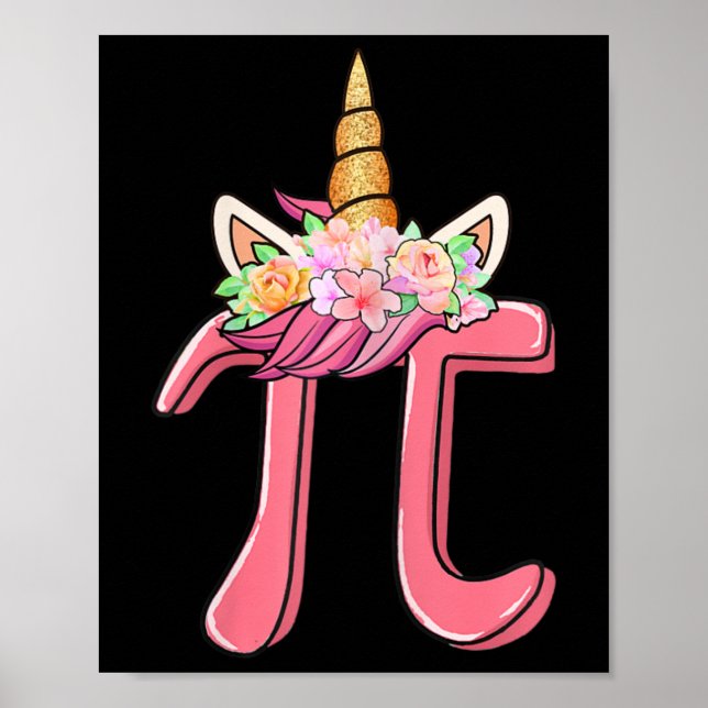 Poster Bonito Unicórnio Face Pi Day Dão Presente Rapariga (Frente)