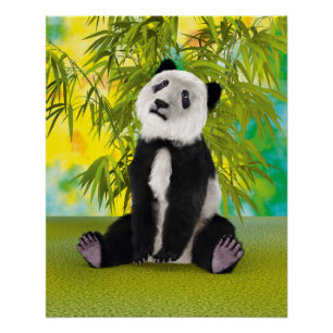 Pôster Bonito Urso de Panda Kawaii Amante de os animais p