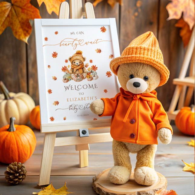 Poster Bonito Urso de Teddy e Chá de fraldas de Pumpkins  (Criador carregado)