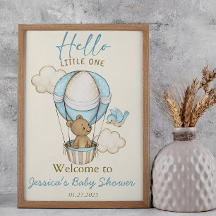 Poster Bonito Urso Olá Pequeno Chá de fraldas