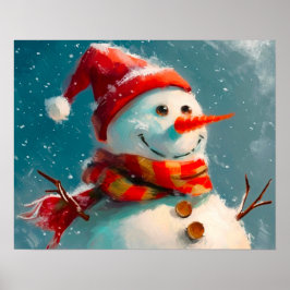 Poster Bonito Vintage Snowman Natal
