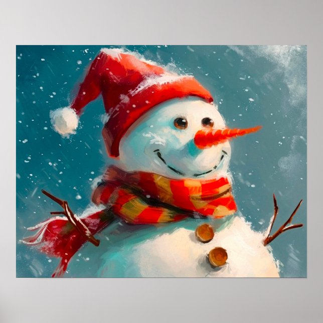Poster Bonito Vintage Snowman Natal (Frente)