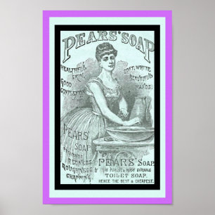 Poster Bonito Vintage Soap Ad Hand Washing copy c. 1880