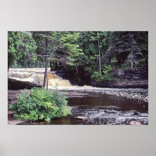 Poster Bonito Waterfall Wabash River em Indiana 1981 (Frente)