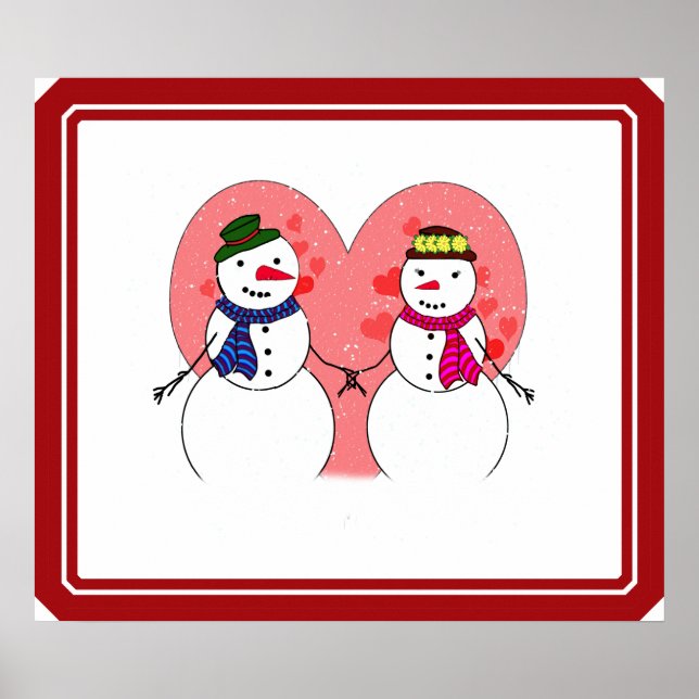 Poster Bonitos Snowmen Snowy Swethearts - Neve Apaixonada (Frente)