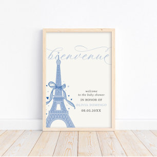 Poster Bonjour Bébé Blue Paris Eiffel Tower