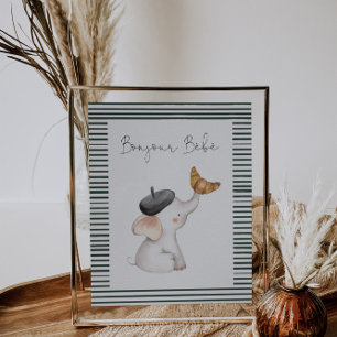 Poster Bonjour Bebe Paris - Sinal de Chá de fraldas fran