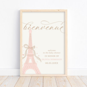 Poster Bonjour Bébé Rosa Paris Torre Eiffel Sinal de Boas