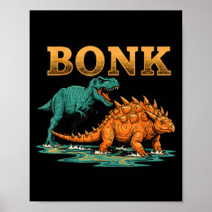 Poster Bonk Dinossauro Engraçado Design de Humor Pré-Hist