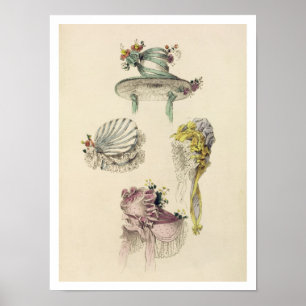 Pôster Bonnets for an occasion, fashion plate from Ackerm