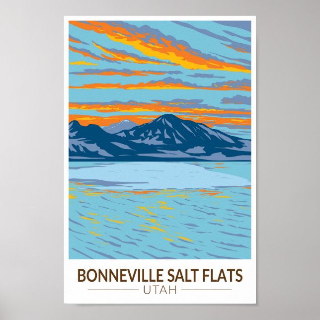 Poster Bonneville Salt Apartamentos Utah Viagem Art Vinta (Frente)