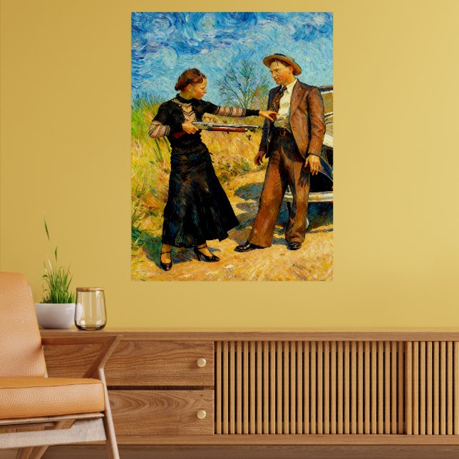 Poster Bonnie and Clyde Fooling Around 1934 AI Painting (Sala de Estar 2)