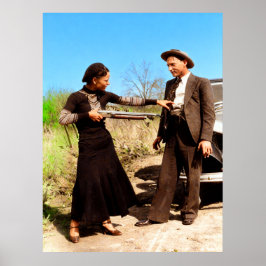 Poster Bonnie and Clyde Fooling Around 1934 Color Redux