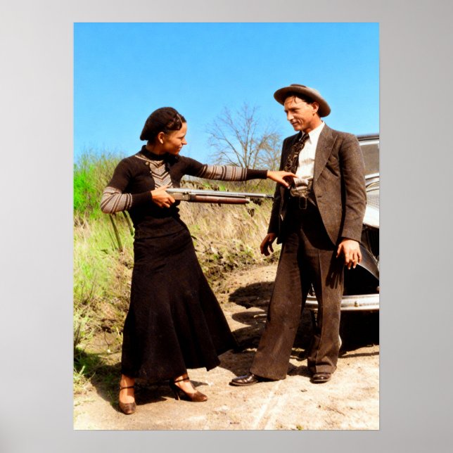 Poster Bonnie and Clyde Fooling Around 1934 Color Redux (Frente)