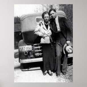 Poster Bonnie Parker e Clyde Barrow 1933