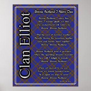 Pôster Bonnie Scotland I Adore The Clan Elliot Tartan