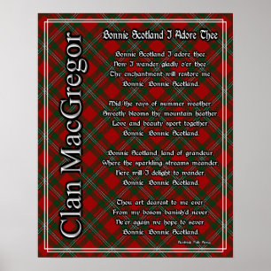 Pôster Bonnie Scotland I Adore The Clan MacGregor Tartan