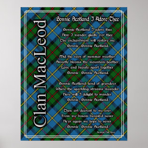 Pôster Bonnie Scotland I Adore The Clan MacLeod Tartan