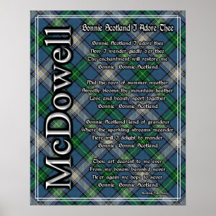 Pôster Bonnie Scotland I Adore Thee McDowell Clan Tartan