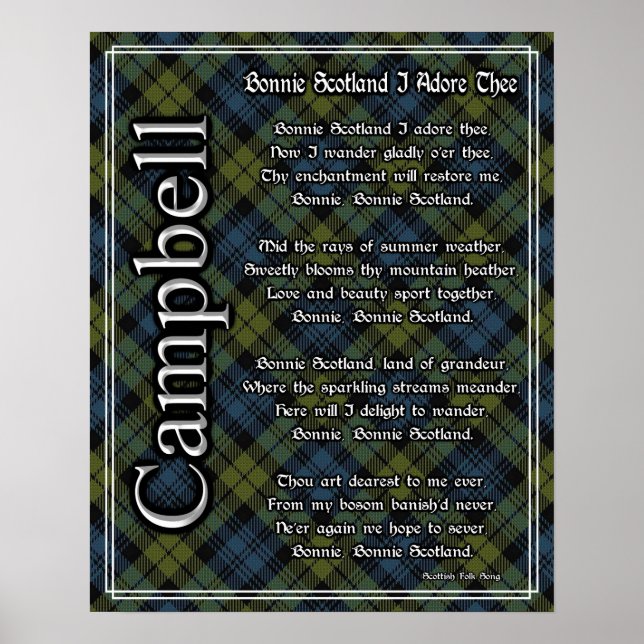 Poster Bonnie Scotland I Adore Theo Campbell Tartan (Frente)