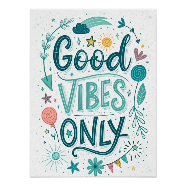 Pôster Bons Vibes Apenas - Inspirati Colorido (Frente)