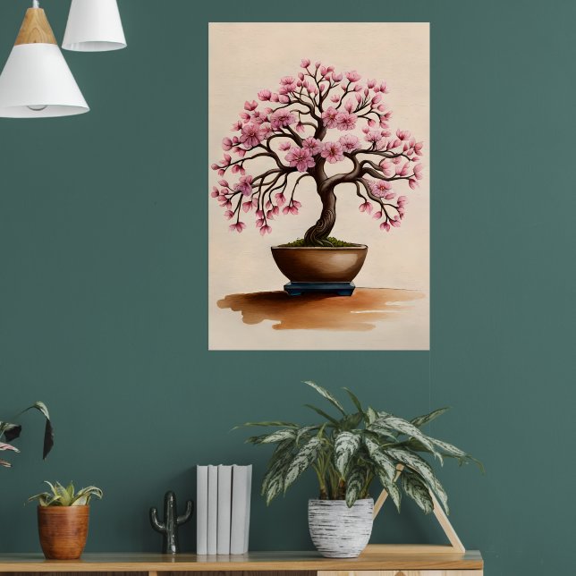Poster Bonsai Painting Vintage Sakura Cherry Blossom Art | Zazzle