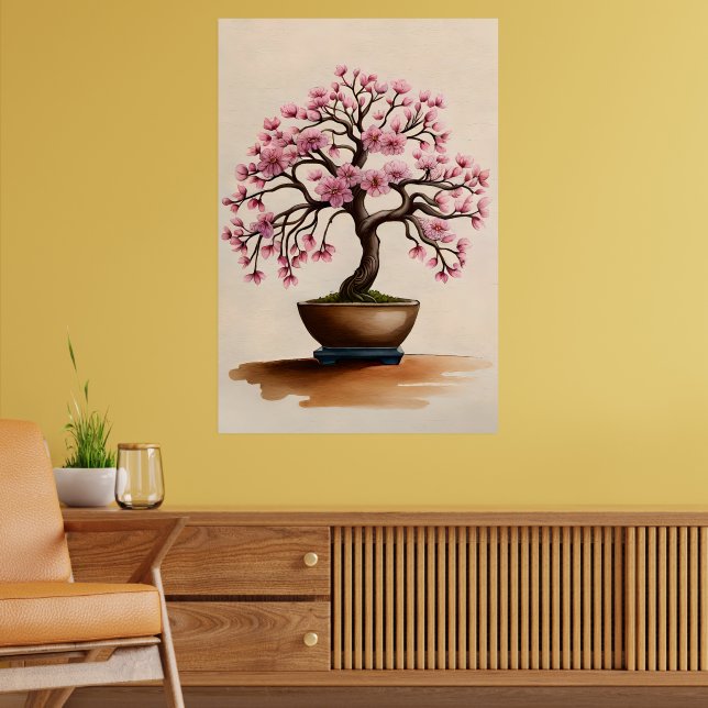 Poster Bonsai Painting Vintage Sakura Cherry Blossom Art | Zazzle