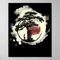 Bonsai Tree Japonês Zen Yin Yang Círculo Budista