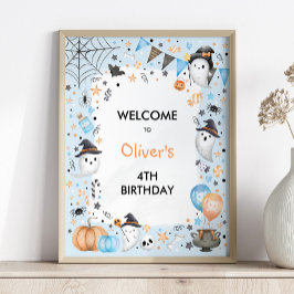Poster Boo Azul de Spooky Boo Aniversário Fantasma Boo Be