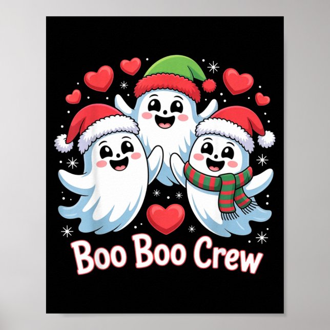 Poster Boo-boo Crew Christmas Ghost Santa Hat Halloween H (Frente)