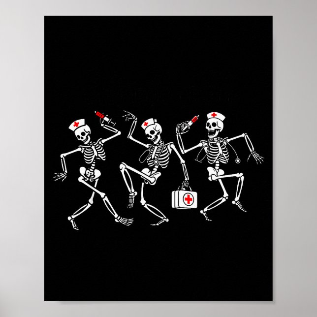 Poster Boo Boo Crew Funny Dancing Skeleton Nurse Squad Ha (Frente)
