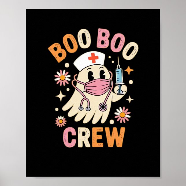 Poster Boo Boo Crew Halloween Ghost Nurse Essential T-Shi (Frente)