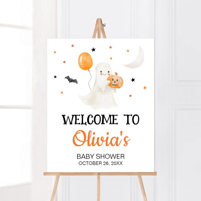 Poster Boo Chá de fraldas de Halloween bem-vindo (A Little Boo Baby Shower Welcome Sign)