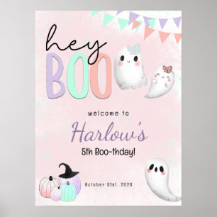 Poster Boo Ghost Pastel Halloween Aniversário de Boo