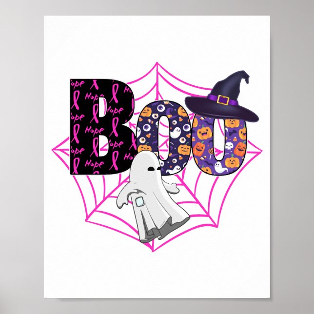 Poster Boo Halloween October Pink (Frente)