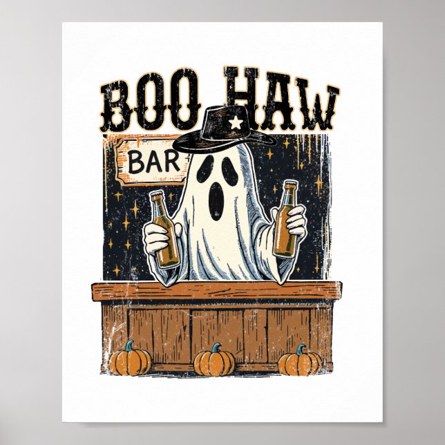 Poster Boo Haw Retro Western Halloween (Frente)