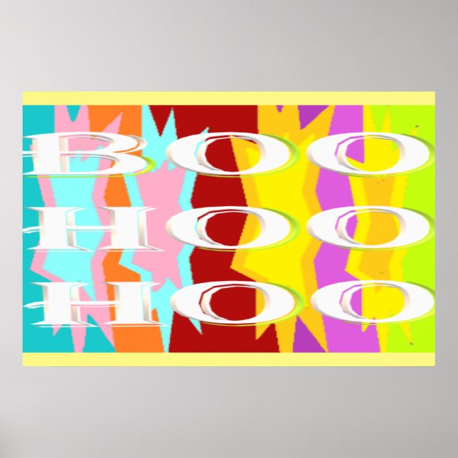 Poster Boo Hoo design pisca cores branco (Frente)