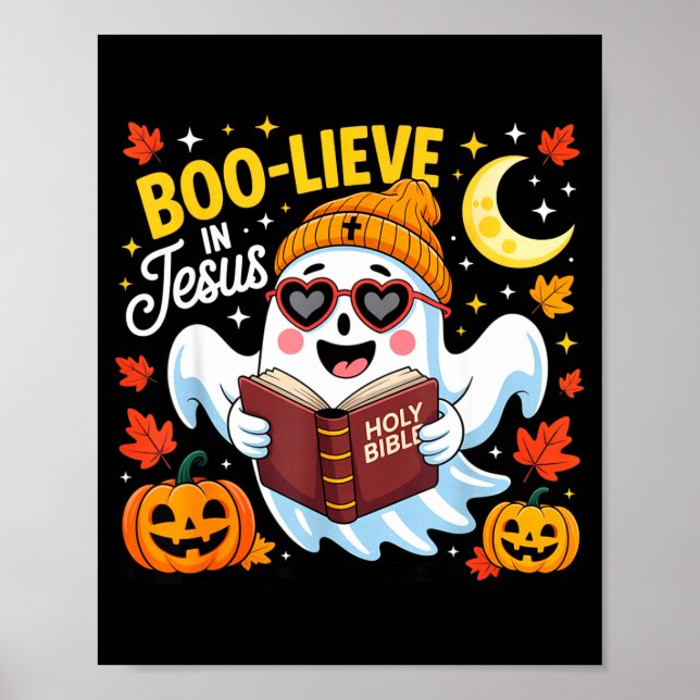 Poster Boo-lieve In Jesus Ghost Christian Halloween Funny (Frente)