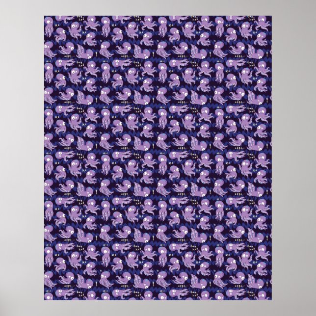 Poster Boo Octopus Cute Purple Kids Clothing & Décor (Frente)