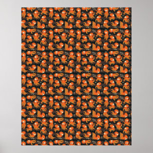 Poster Boo Octopus Orange & Black Kids Clothing & Décor