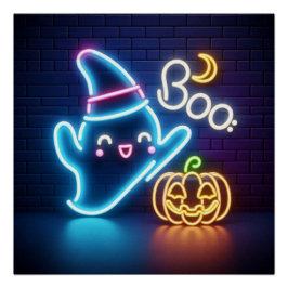 Pôster BOO Preguiçoso Halloween Fantasma