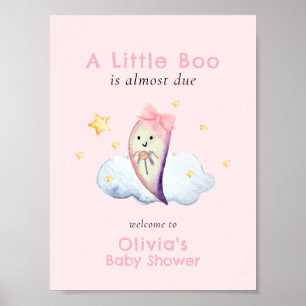 Poster Boo Rosa Chá de fraldas Ghost Girl bem-vindo