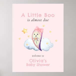 Poster Boo Rosa Chá de fraldas Ghost Girl bem-vindo