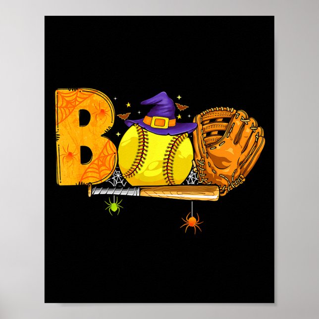 Poster Boo Softball Player Catcher Tcher Funny Halloween  (Frente)