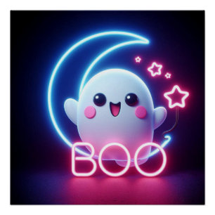 Pôster BOO Yellow Halloween Ghost