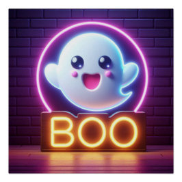 Pôster BOO Yellow Halloween Ghost
