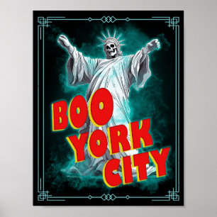 Poster Boo York City Estátua da Liberdade de Halloween