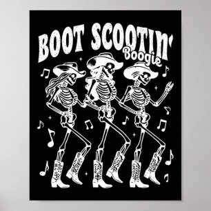 Poster Boogie Retro Western Skeleton Dancing