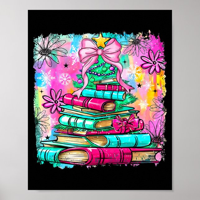 Poster Book Christmas Tree Lights Teacher Librarian Book  (Frente)