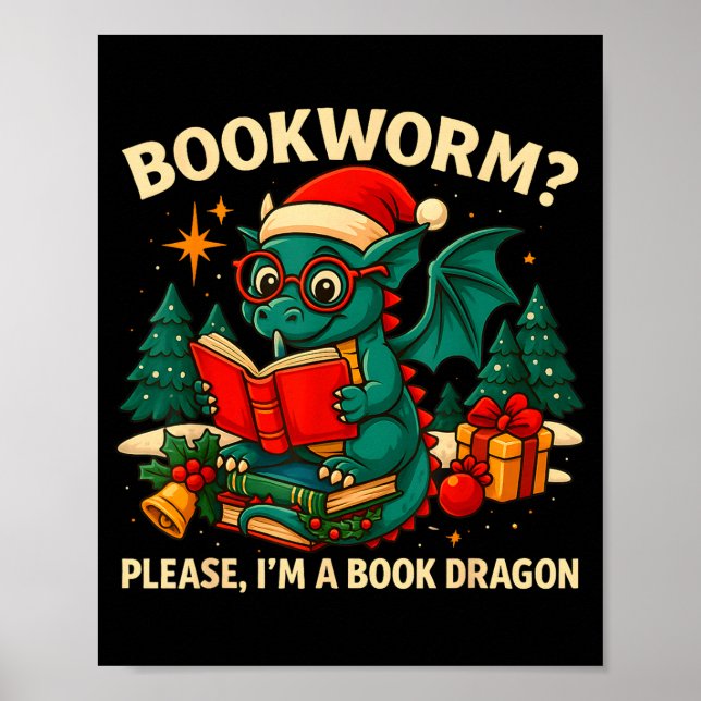 Poster Book Dragon Christmas Reading Gift For Fantasy Lov (Frente)